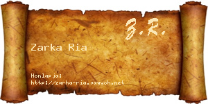 Zarka Ria névjegykártya
